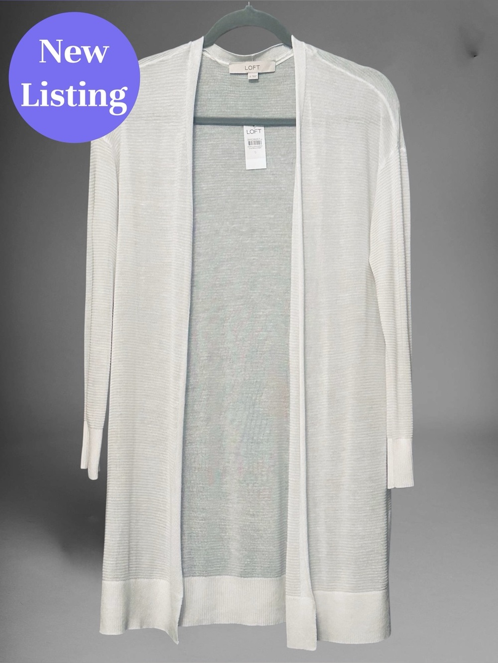 🌴 🆕 LOFT Long Open Cardigan. White. Size S. New with Tags (NWT).